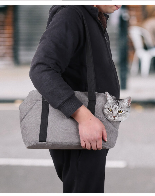 New open-headed cat bag, portable pet bag for outings, portable cat bag for outings, shoulder bagMaterial: Cotton and linen