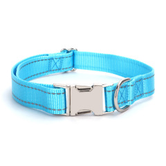 Manufacturer Direct Sale Pet Supplies Nylon Reflective Pet Dog Collar Solid Color Lettering Metal Buckle Collar for Cats Dogs