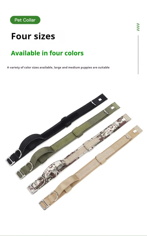 Luxury Tactical Dog Collar Adjustable Military Nylon Dog Collar Heavy Duty Metal Buckle With Handle For Dog Training