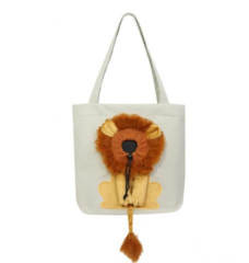 Portable one-shoulder thickened canvas cat bag, little lion shaped cat bag