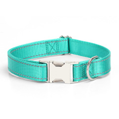 Manufacturer Direct Sale Pet Supplies Nylon Reflective Pet Dog Collar Solid Color Lettering Metal Buckle Collar for Cats Dogs
