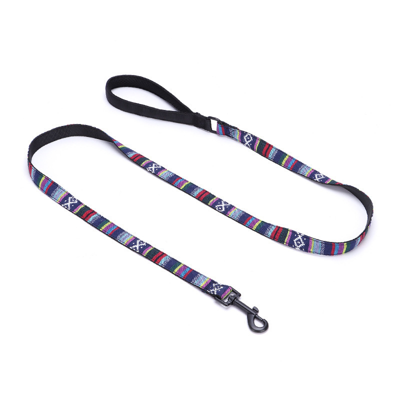 Wholesale Custom Pet Dog Collar Colorful Stripes Medium Small Luxury Nylon Metal Buckle Pet Dog Collar and Leash Set