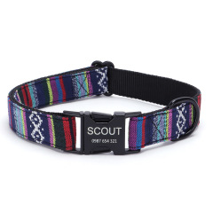 Wholesale Custom Pet Dog Collar Colorful Stripes Medium Small Luxury Nylon Metal Buckle Pet Dog Collar and Leash Set