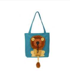 Portable one-shoulder thickened canvas cat bag, little lion shaped cat bag