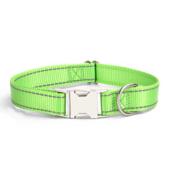 Manufacturer Direct Sale Pet Supplies Nylon Reflective Pet Dog Collar Solid Color Lettering Metal Buckle Collar for Cats Dogs