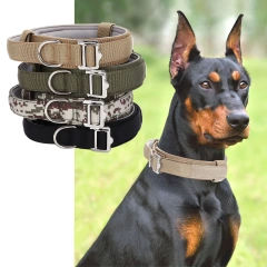 Luxury Tactical Dog Collar Adjustable Military Nylon Dog Collar Heavy Duty Metal Buckle With Handle For Dog Training