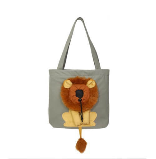 Portable one-shoulder thickened canvas cat bag, little lion shaped cat bag