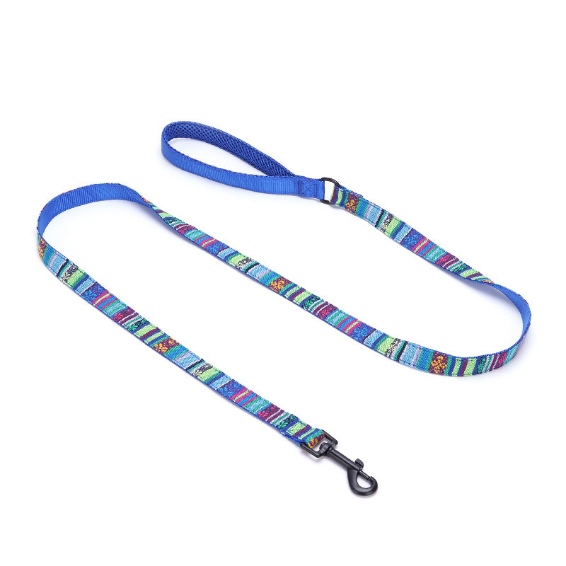 Wholesale Custom Pet Dog Collar Colorful Stripes Medium Small Luxury Nylon Metal Buckle Pet Dog Collar and Leash Set