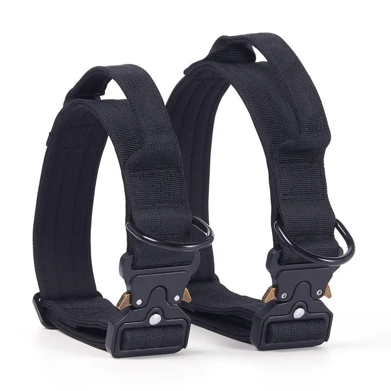 Personalized Tactical Dog Training Collar Nylon Adjustable Quick Release De Perros Collar with Handle for Medium Large Dogs