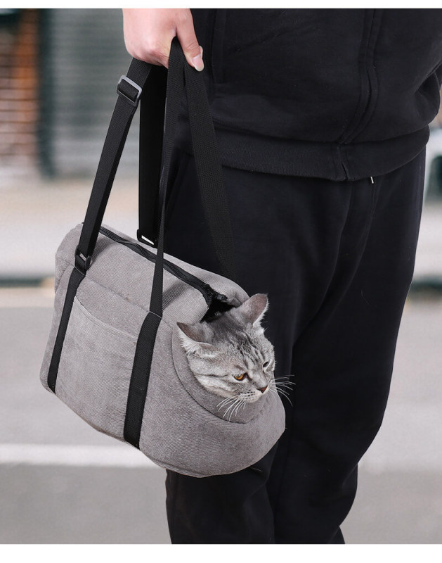 New open-headed cat bag, portable pet bag for outings, portable cat bag for outings, shoulder bagMaterial: Cotton and linen
