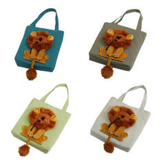 Portable one-shoulder thickened canvas cat bag, little lion shaped cat bag