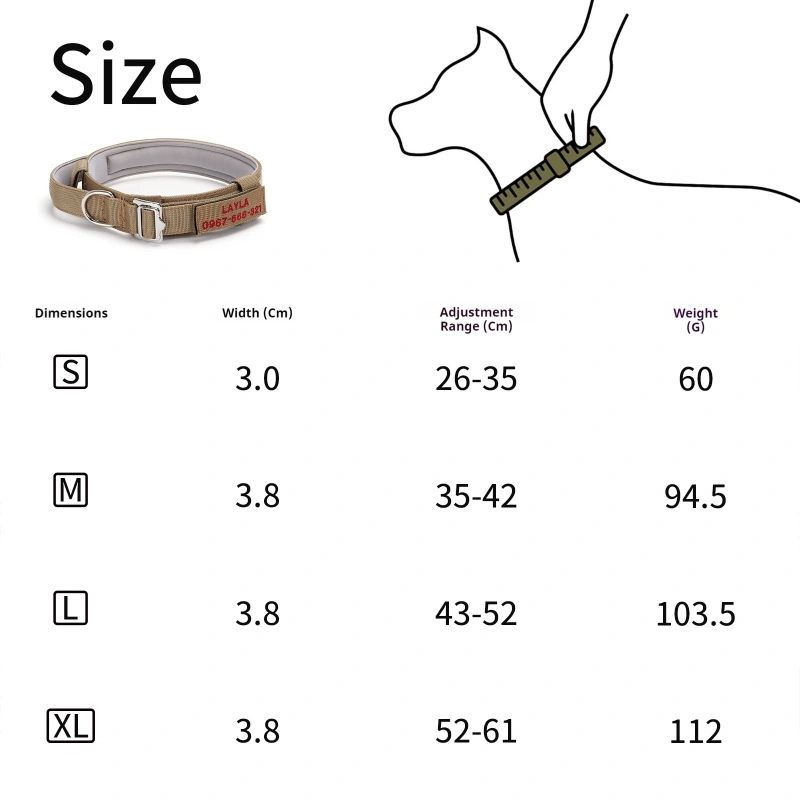 Luxury Tactical Dog Collar Adjustable Military Nylon Dog Collar Heavy Duty Metal Buckle With Handle For Dog Training