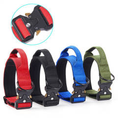Training Collar Nylon Adjustable Quick Release De Perros Collar with Handle for Medium Large Dogs