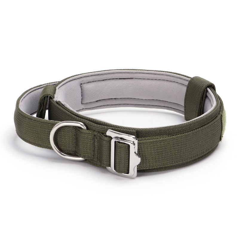 Luxury Tactical Dog Collar Adjustable Military Nylon Dog Collar Heavy Duty Metal Buckle With Handle For Dog Training