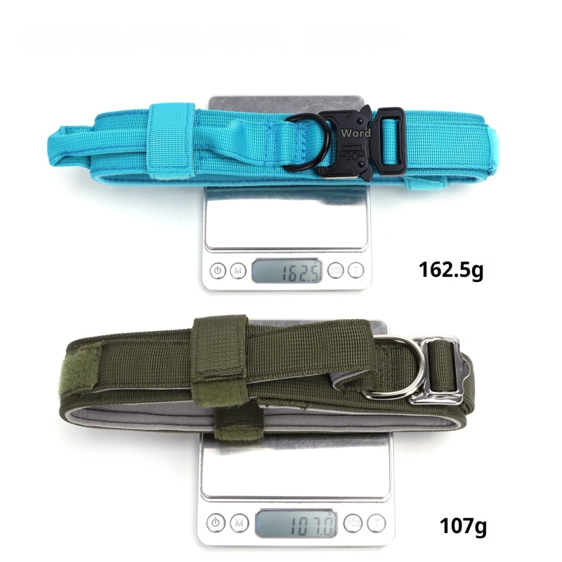 Luxury Tactical Dog Collar Adjustable Military Nylon Dog Collar Heavy Duty Metal Buckle With Handle For Dog Training