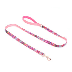 Wholesale Custom Pet Dog Collar Colorful Stripes Medium Small Luxury Nylon Metal Buckle Pet Dog Collar and Leash Set