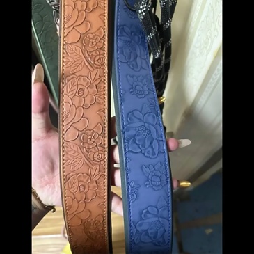 Embossed Leather Pet Collar Soft Space Cotton Backing Dog Collar Medium and Large Dog Collar