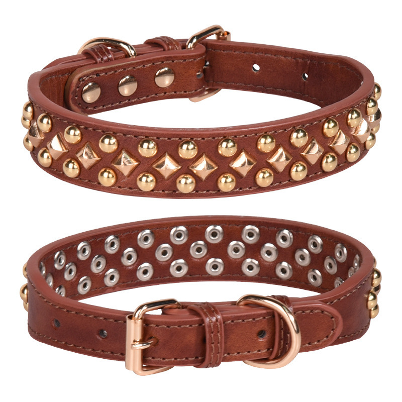 Anti-bite rivet medium and large dog collar