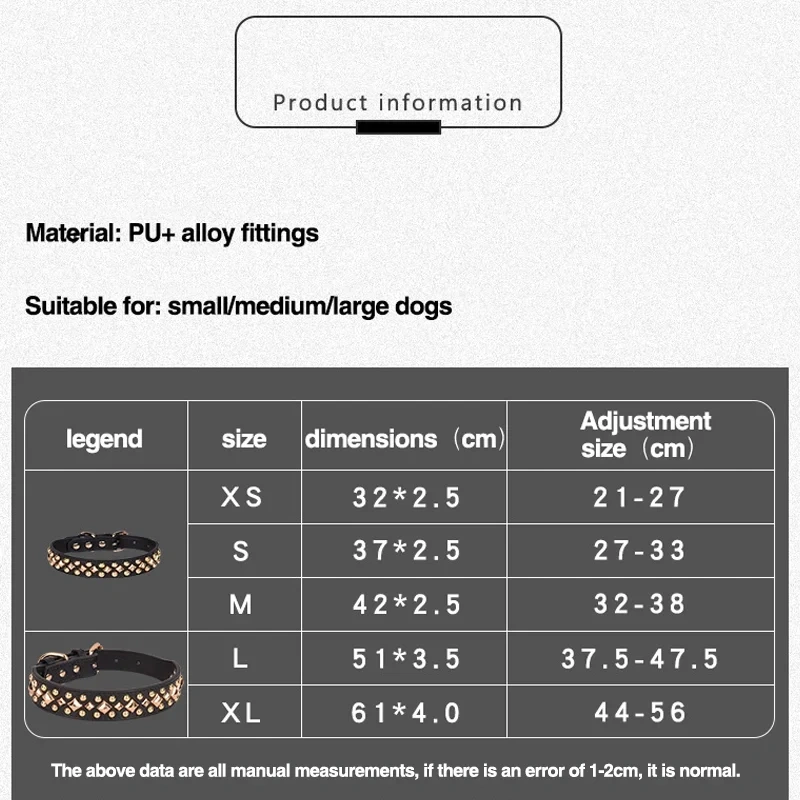 Hot Sale Manufacture High-quality OEM/ODM Luxury Rivet Genuine Designer Custom Leather Dog Collar Custom