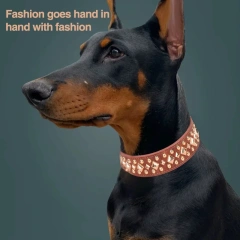 Hot Sale Manufacture High-quality OEM/ODM Luxury Rivet Genuine Designer Custom Leather Dog Collar Custom