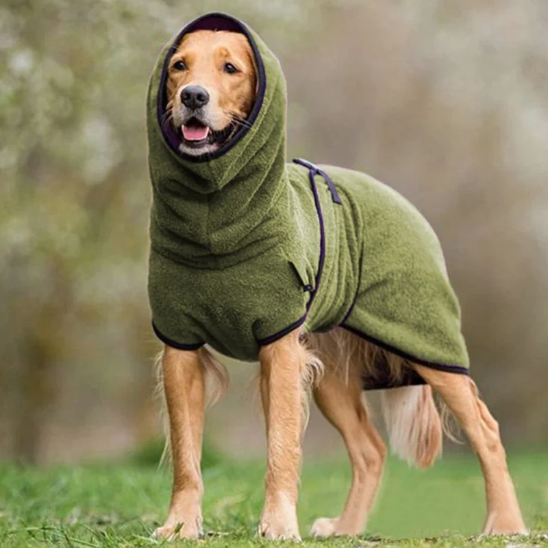 Hot Selling Luxury Pet Clothes Winter Warm Outfit With Hat Velvet Fleece Jacket Turtleneck Cozy Windbreaker For Large Dog Hiking