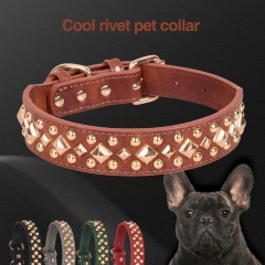 Hot Sale Manufacture High-quality OEM/ODM Luxury Rivet Genuine Designer Custom Leather Dog Collar Custom