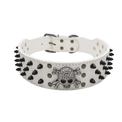 Halloween Black skull rivets Pet collars PU leash Large and medium-sized dog collar