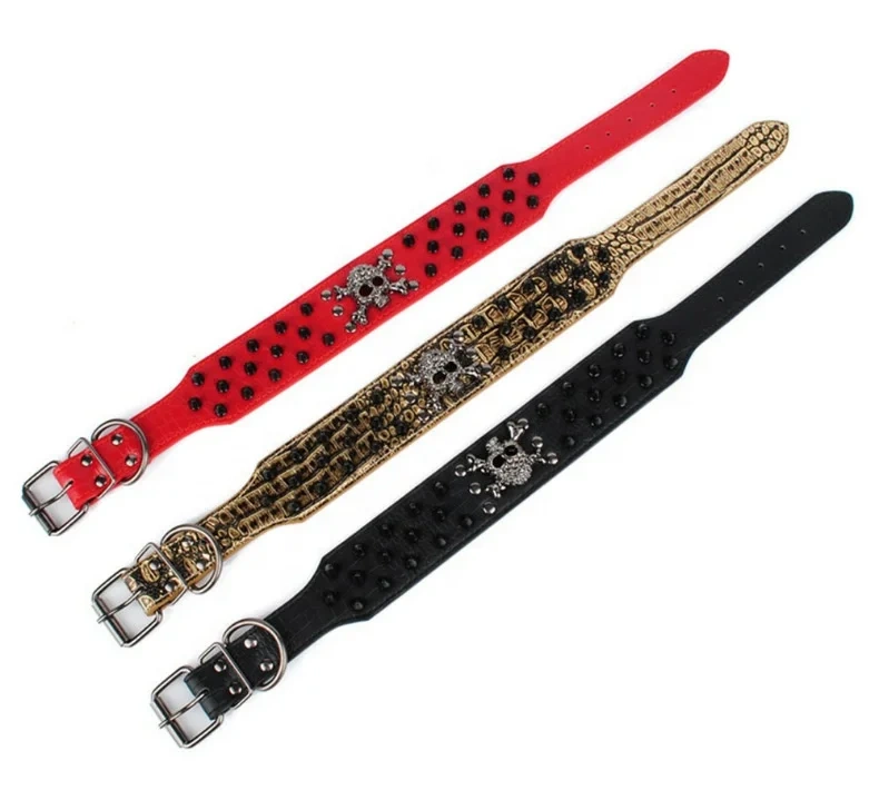 Factory Price Large Breed Dog Black Rivet PU Leash Pet Accessories 2023 Collar Halloween Dog Collar Pet Supplies Collars