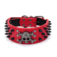 Halloween Black skull rivets Pet collars PU leash Large and medium-sized dog collar