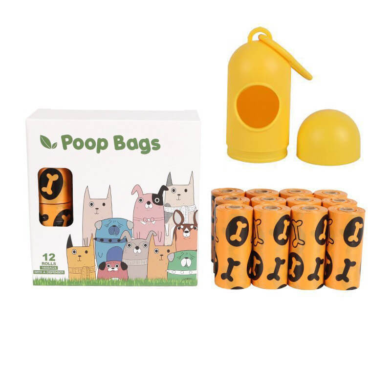 12 rolls of biodegradable pet  poop bags with 1 dispenser