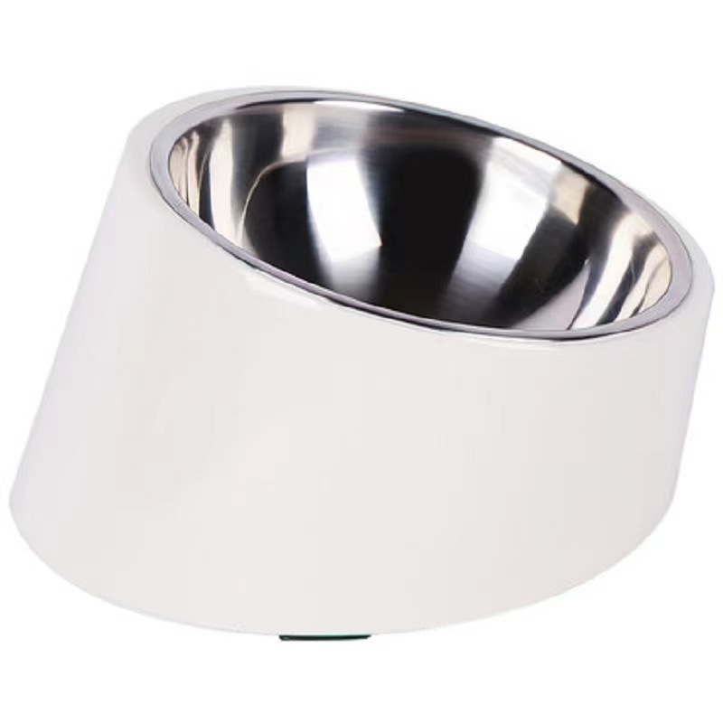 Sloping pet stainless steel double-layered food bowl, dog bowl, cat bowl, pet bowl