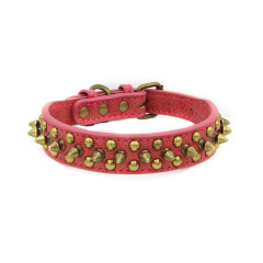 High Quality Adjustable Brass Dog Collar Leather PU Metal Rivets Spike Studded Big Dog Collar