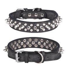 High Quality Adjustable Brass Dog Collar Leather PU Metal Rivets Spike Studded Big Dog Collar