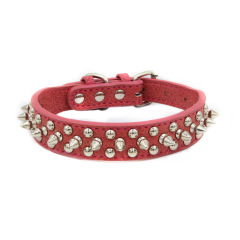 High Quality Adjustable Brass Dog Collar Leather PU Metal Rivets Spike Studded Big Dog Collar