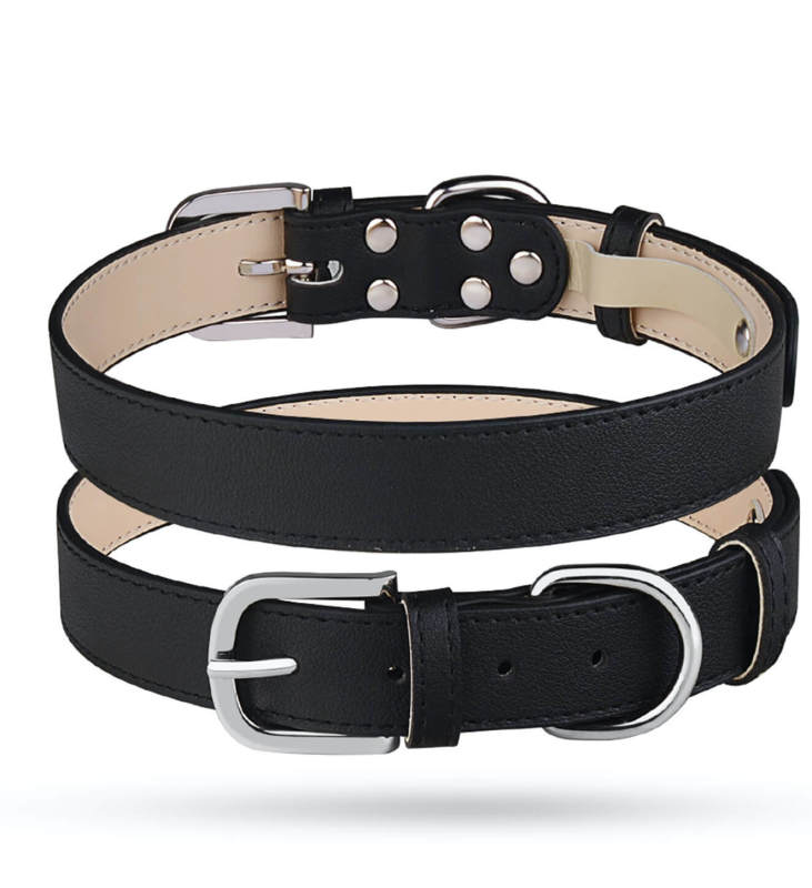 Adjustable PU leather solid color collar