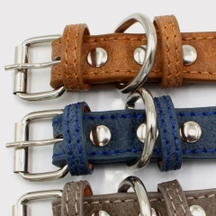 Manufacturer High Quality Adjustable Brass Dog Collar Leather PU Metal Rivets Spike Studded Big Dog Collar