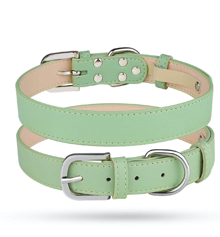 Adjustable PU leather solid color collar