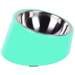 Sloping pet stainless steel double-layered food bowl, dog bowl, cat bowl, pet bowl
