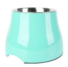 Pet food bowl protects cervical spine and prevents tipping of medium and large dog bowls