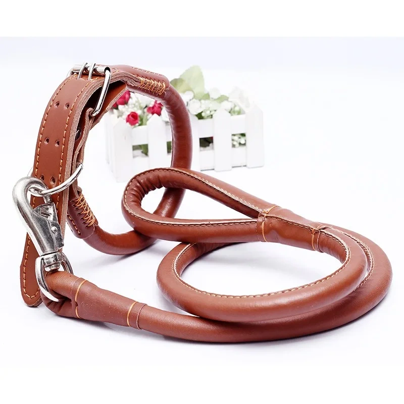 Outdoor pet Walking Leads Luxury Adjustable PU Pet Dog Collar And Leash Set for Large Medium Dog