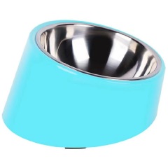 Sloping pet stainless steel double-layered food bowl, dog bowl, cat bowl, pet bowl