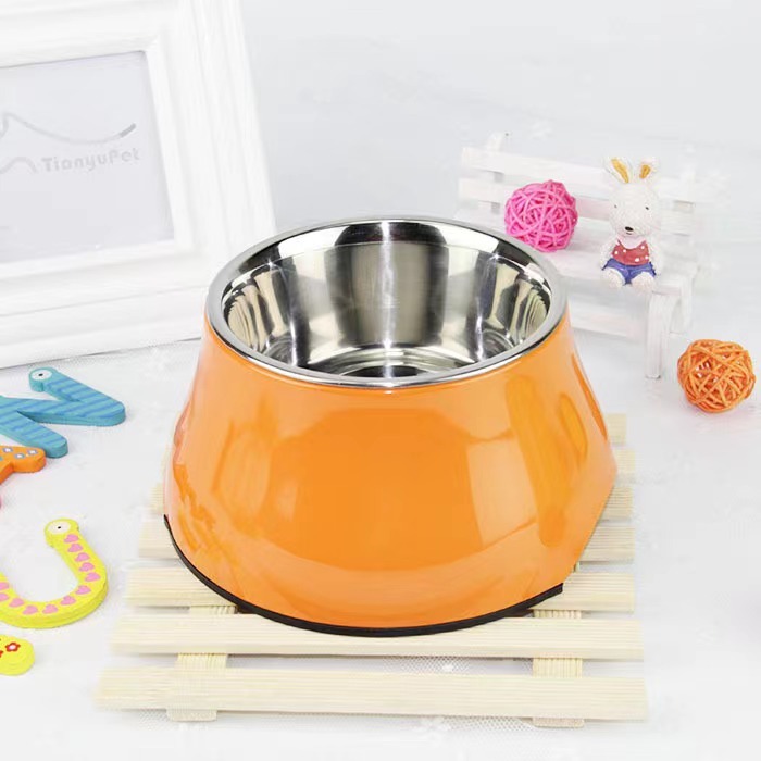 Pet food bowl protects cervical spine and prevents tipping of medium and large dog bowls