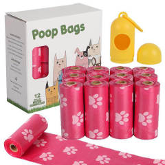 12 rolls of biodegradable pet  poop bags with 1 dispenser