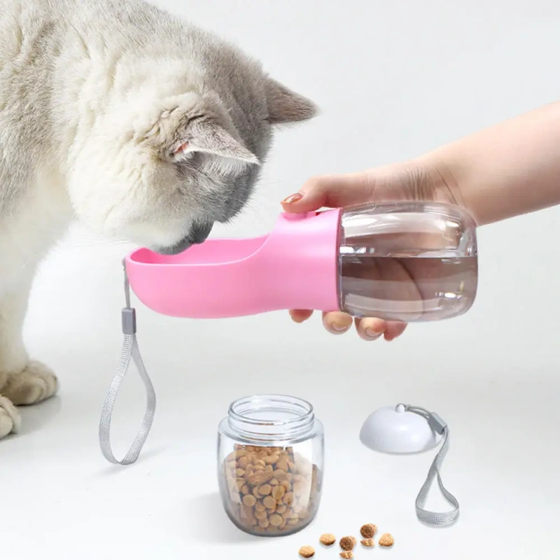 E-commerce hot sale bpa free eco-friendly material 2 in 1 cat water cup pet travel water bottle for dog