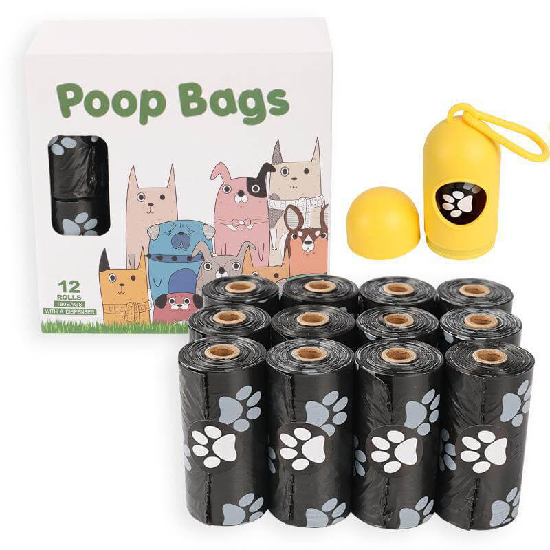 12 rolls of biodegradable pet  poop bags with 1 dispenser