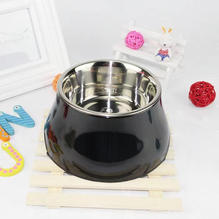 Pet food bowl protects cervical spine and prevents tipping of medium and large dog bowls