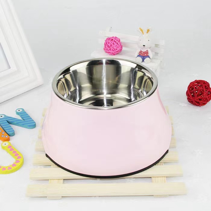 Pet food bowl protects cervical spine and prevents tipping of medium and large dog bowls