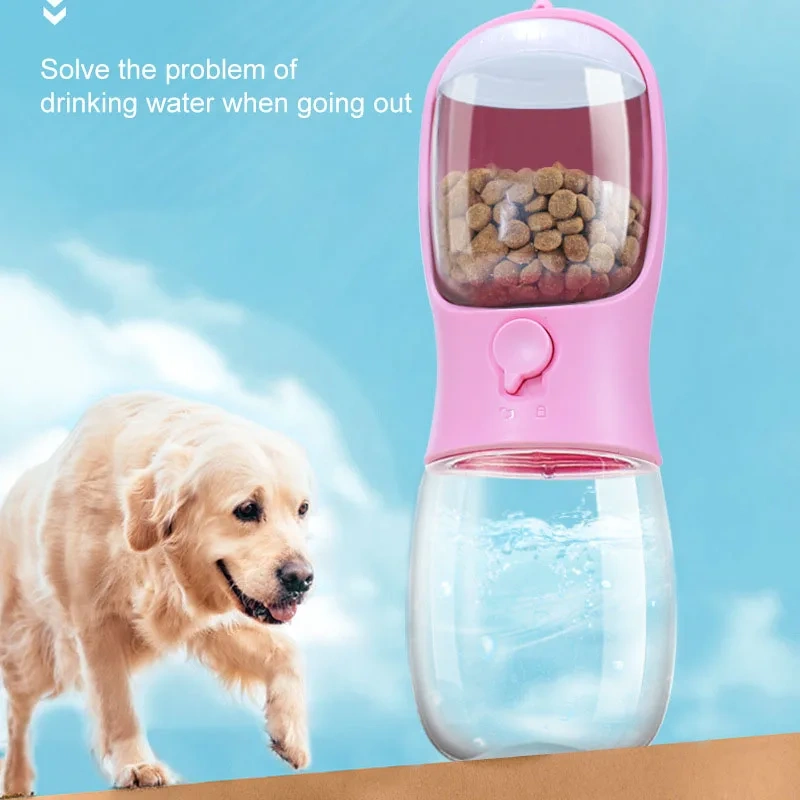 E-commerce hot sale bpa free eco-friendly material 2 in 1 cat water cup pet travel water bottle for dog