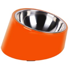 Sloping pet stainless steel double-layered food bowl, dog bowl, cat bowl, pet bowl