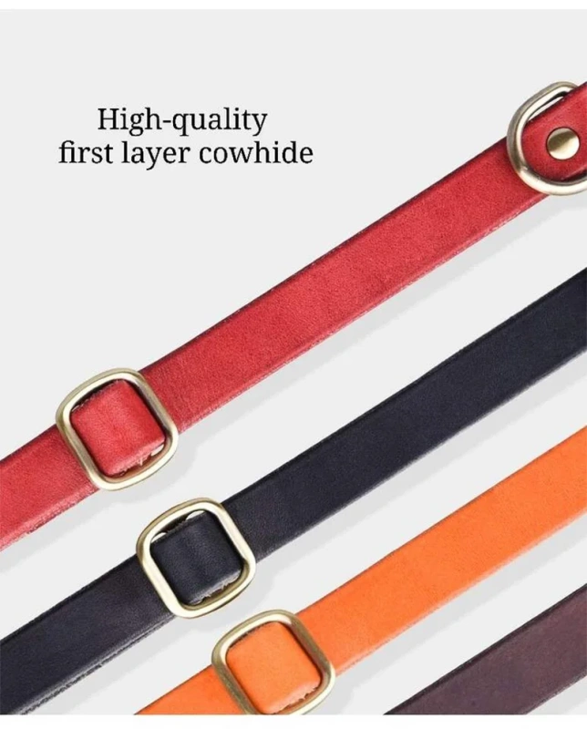 Custom Logo Engraved Buckle Leather Dog Collar Genuine Solid Color PU Genuine Leather Pet Dog Collar for Medium Large Dogs